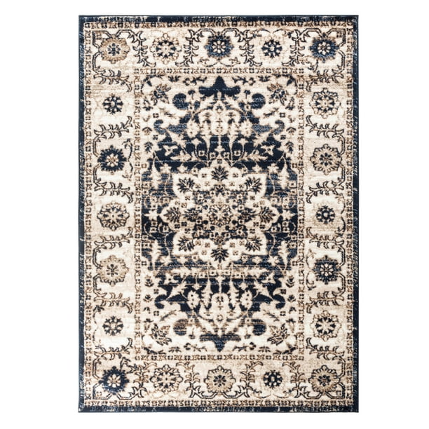 Romance Collection Rugs Blue Brown, Blue And Cream Area Rug