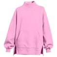 thumbnail image 4 of Jamsmile Women Sweatshirt Casual Neck Solid Color Sweatshirts Comfortable Tops Relaxed Fit Warm Knit Round Layering, 4 of 5
