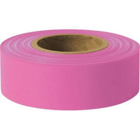 Presco Solid-Color Roll Flagging, PresGlo, Taffeta, 1 3/16" x 150', Pink Glo 12/Case (10 Cases)