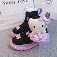 thumbnail image 3 of Botas de felpa de Anime Sanrios Kuromi Hello kittys para niños, botas Martin lindas, botas cortas de PU, zapatos de princesa de dibujos animados, moda Kawaii, 3 of 5