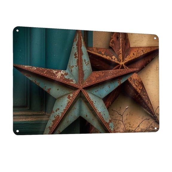 Rusty Stars Country Primitive Rustic Vintage Metal Tin Sign Wall Decor for Home Bars Restaurants Cafes Store Pubs Sign Gift 12 X 8 Inch