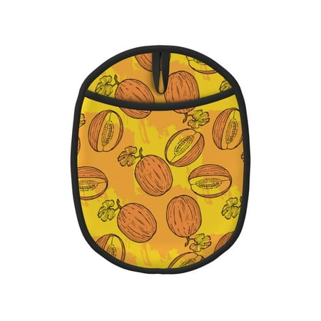 

Cute Cantaloupe Orange Pot Holders for Kitchen - Heat Resistant Oven Mitts Hot Pads with Pocket Non Slip Silicone Pot Holders Cuteness Hanging Loop Potholders for Kitchen Baking