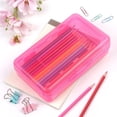 thumbnail image 3 of Djiypn 2 Pack Clear Pencil Box, Large Plastic Pencil Case Crayon Box, Colored Hard Pencil Case Organizer, Maker Organizer with Lid, Small Art Craft Storage Containers Pen Box-Pink, 3 of 7