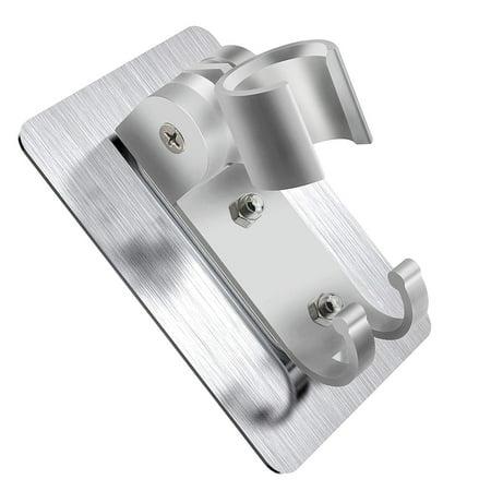 

Shower Head Holder Wall Mount Bracket with 2 Hanger Hooks Adjustable Super Heavy Duty Strong Adhesive for Bathroom No-Damage Hanging Strips Better Than Suction Cups(Sliver)
