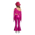 thumbnail image 2 of TSSOE Kids Girls Latin Jazz Modern Dancewear One Shoulder Crop Top with Pants and Hat Jazz Dance Performance Clothes Hot Pink 16, 2 of 7