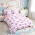 thumbnail image 2 of Manfei Pink Ribbon Bowknot 7-Piece Twin Bedding,Watercolor Ocean Shell Bedding Comforter Set,Pink Reversible, 2 of 7