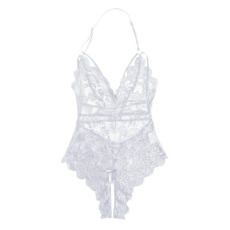 

adviicd Black Lingerie For Women Women One Piece Lingerie Lace Baby Dolls Teddy Sleepwear White 2XL