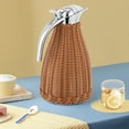 thumbnail image 2 of Stainless Steel Rattan Thermal Jug Retro Coffee Thermal Jug 0.4 Gal Large Capacity Double Walled Vacuum Insualted Jug Rattan Thermal Jug with Silicone Lid, 2 of 12