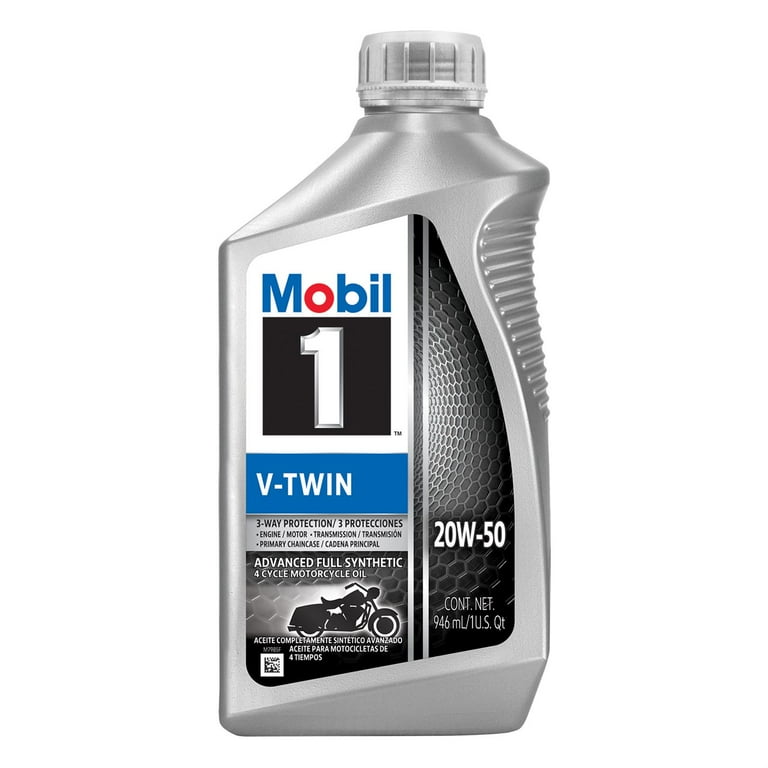 Mobil 1, V-Twin Full Synthetic Motorcycle Oil 20W-50, 6 Qt
