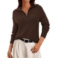 thumbnail image 1 of Suéter PRETTYGARDEN 2025 Mujer Cuello Cuarto Marrón Talle S, 1 of 8