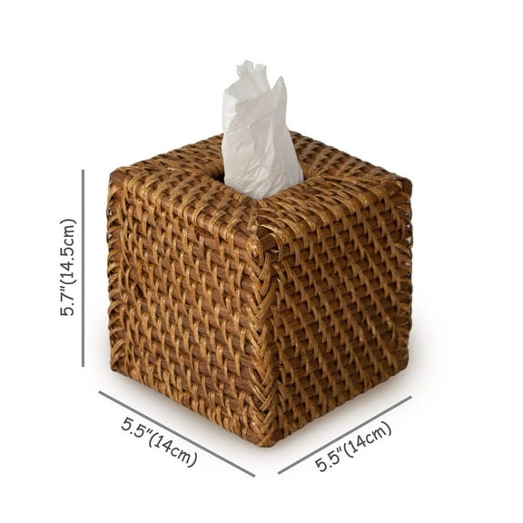 Cube Wicker Tissue Box Cover (Rattan) | Decorative Paper & Napkin Holder Dispenser