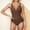 Coffee, variant on Elegant One Piece Swimsuits for Women Solid Color Deep V Neck Sleeveless Ruched Fitting Bathing Suit Swimwear