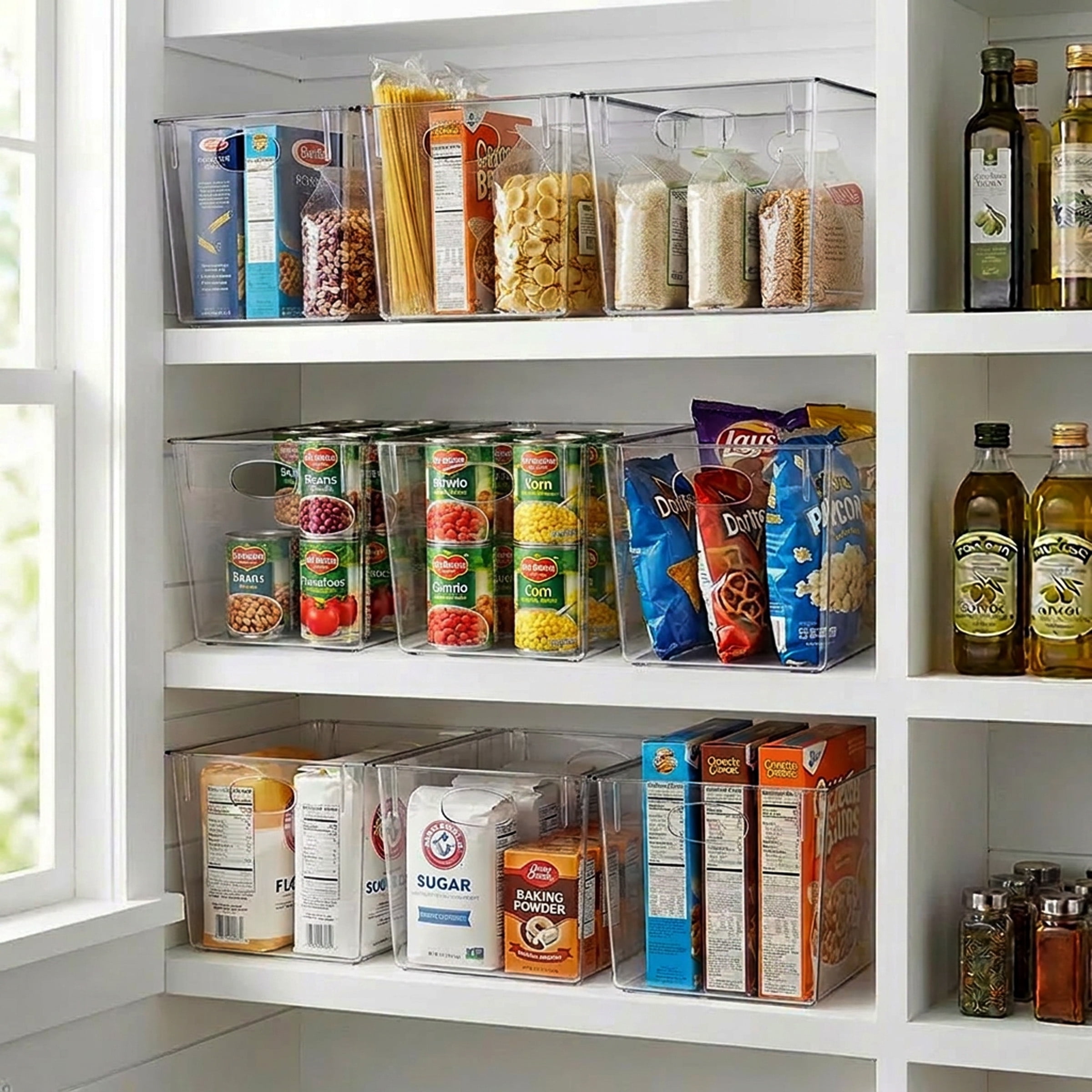 Sorbus 2-Piece Clear Extra Large Storage Bin Variety Pack for Pantry, Refrigerator & Kitchen Cabinets