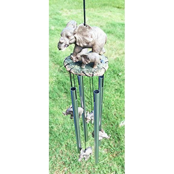 Pachyderm Elephant Family Striding The Plains Resonant Relaxing Wind Chime Patio Garden Decor
