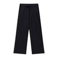 thumbnail image 6 of Girls Wide Leg Pants Teen Girls Preppy Cotton Linen Pants Summer Lightweight Loose Fit Elastic Waist Plus Size Solid Lounge Long Trousers, 6 of 8