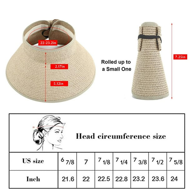 Sombrero de visera solar para mujer, sombrero de ala ancha, plegable, enrollable, sombrero de paja para playa