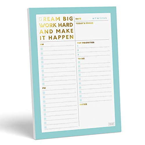 7x10 Organizer Planner Sweetzer & Orange Dream Big Daily Planner Notepad Daily Agenda Focus and to Do List Notepad with Daily Checklist 52 Day Planner Calendar Pages Undated Planner