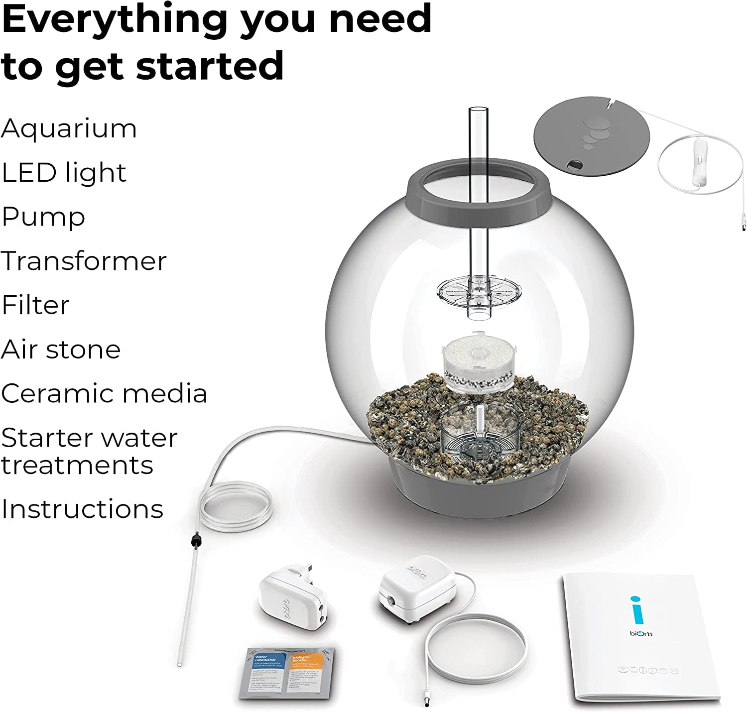biOrb CLASSIC 30 Aquarium with Standard Light - 8 Gallon, Silver