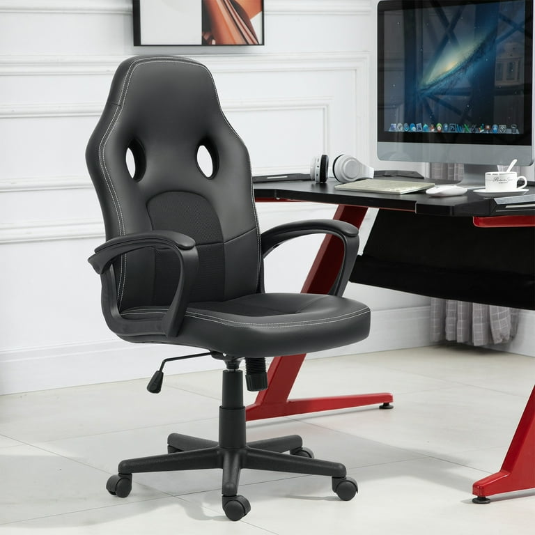 Homall Gaming Chair Leather Office Chair High Back Ergonomic Adjustable Swivel Executive Computer Chair Rolling Task Black