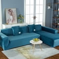thumbnail image 4 of TOPCHANCES L Shape Sofa Covers Stretch 2 Piece Sectional Couch Slipcovers Furniture Protector  3+4 Seater, with 4pcs Pillowcases, Lake Blue, 4 of 12