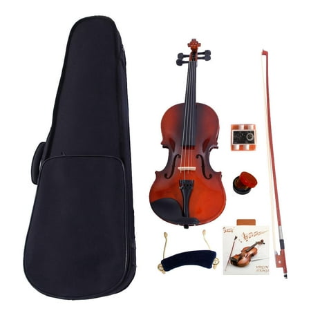 Glarry 4/4 Acoustic Student Solid Violin Fiddle Starter Kit with + Case + Bow + Rosin + Strings + Shoulder Rest + Tuner