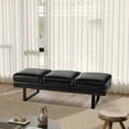 thumbnail image 6 of Homall Black PU Leather 61" Reception Bench Set of 3, Heavy-Duty Metal Legs Indoor Bench for Office, Living Room & Hotel, Easy-Clean, Black, 6 of 7
