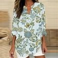 thumbnail image 2 of frariair ​Women's Retro Geometric Print Long Sleeve Shirt – Stretch Polyester Casual Tunic Top​ Sky Blue, 2 of 4