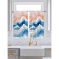 thumbnail image 2 of Orange Navy Blue Ombre Tier Curtains 45 Inches Long, Abstract Beach Waves Gradient Window Treatment Curtain Drapes, Small Curtain Drapes for Bathroom Laundry Room, 27.5"x45", 2 Panels, 2 of 7
