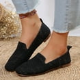 thumbnail image 3 of 2024 spring new large size square head flat sole woven single shoes women's slip-on casual shoes, 3 of 15