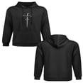 thumbnail image 2 of Sudadera con capucha minimalista de estilo manuscrito Dark Cross, algodón agradable para la piel, unisex, informal, 2 of 5