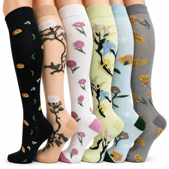 6 Pairs Compression Socks for Women and Men, Support for Running, Cycling ,Hiking , Athletic, Travel, Nurses, L/XL