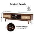 thumbnail image 5 of Hommoo Mid Century Modern Rattan TV Stand Up to 75", Wood TV Stand with Storage, Boho Media Console Entertainment Center for Home, Walnut, 5 of 7