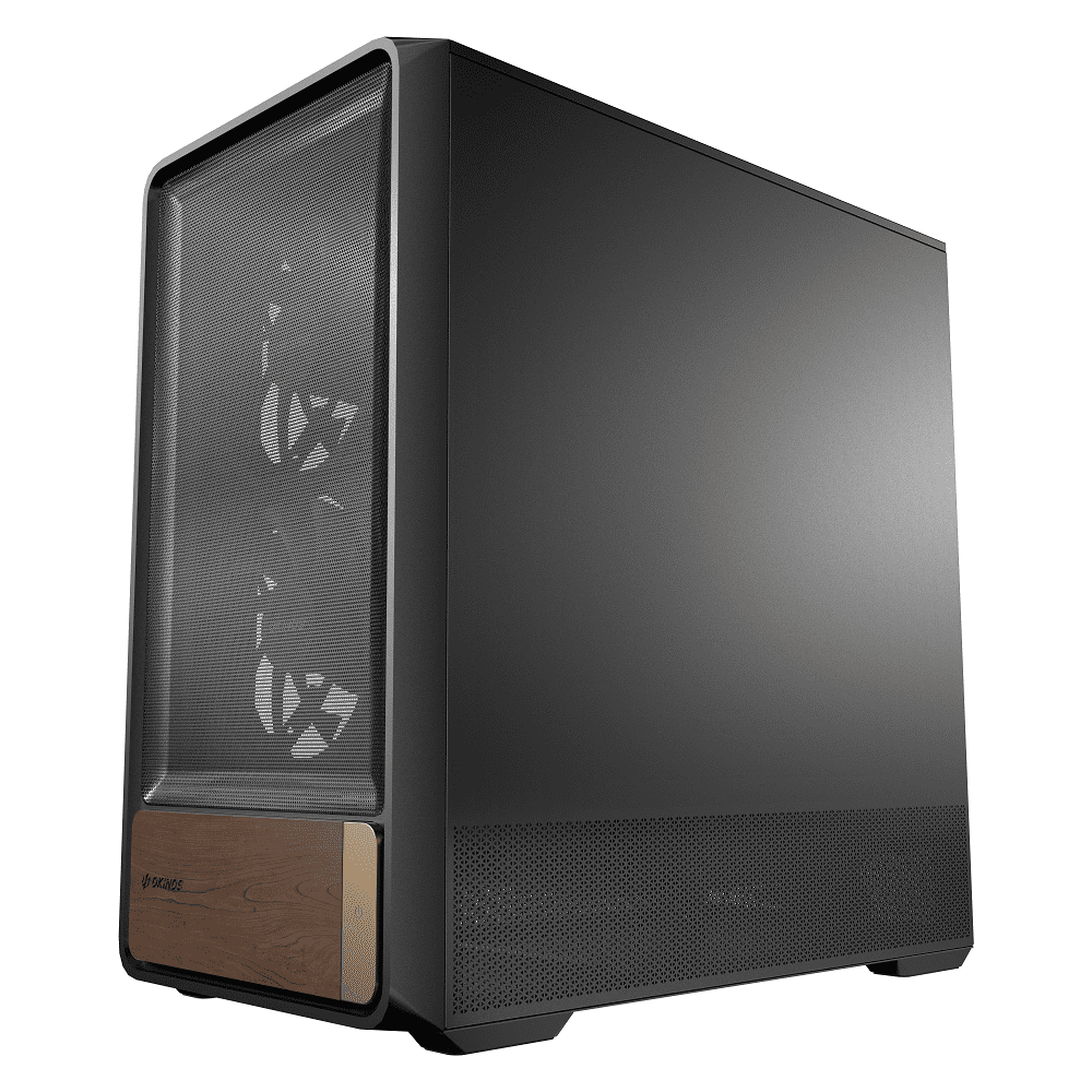 Okinos Air Cross, Genuine Walnut Wood ATX Case, 3x140mm PWM Fan & 2x120mm Reverse PWM Fan Pre-Installed