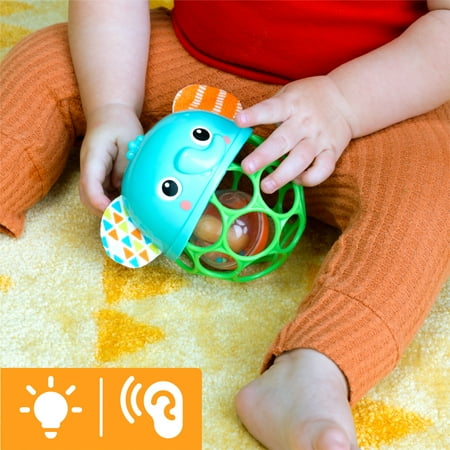 Bright Starts Giggle & Glow Light-Up Rattle Elephant Toy, Newborn