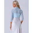 thumbnail image 3 of DARING DIVA Women's Ruffle Shrug Mesh Crop Bolero Cardigan S Light Blue, 3 of 5