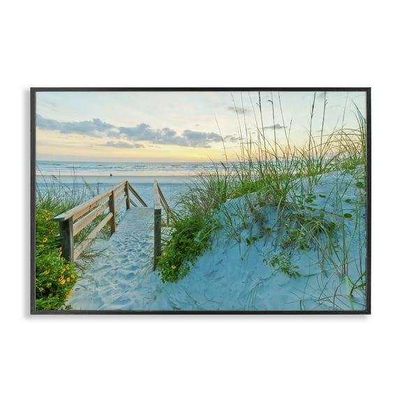 Stupell Industries Sandy Coast Footprints Nautical & Beach Photography Black Framed Art Print Wall Art, 18 x 12
