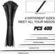 thumbnail image 2 of Self-Locking Nylon Cable Ties 4/6/8/12 Inch 400 Pack - Heavy Duty Black Zip Ties for Organizing Wires, Lights, and Accessories, 2 of 5