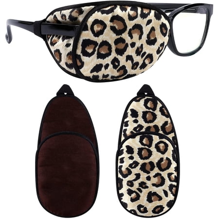 eZAKKA Eye Patches for Adults, Eye Patch for Glasses Silk Patch for Lazy Eye Amblyopia Strabismus and After Surgery (Brown+Leopard)