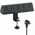 thumbnail image 1 of Abrazadera de escritorio Power Strip AnnTane de 6.5 pies con 5 enchufes de CA y 6 USB, 1 of 9