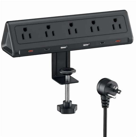 Abrazadera de escritorio Power Strip AnnTane de 6.5 pies con 5 enchufes de CA y 6 USB
