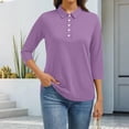 thumbnail image 2 of Nestiefly Womens Polo Shirts 2026 Spring Summer 3/4 Sleeve Tops Collared Button Down Golf Tee Casual Work T Shirts Blouses Light Purple 3XL, 2 of 6