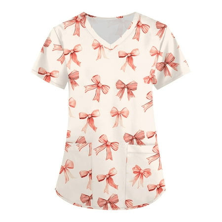 Plus Size Scrubs for Women Stretch Medical Uniforms with Dual Pockets Four Seasons Nursing Scrub Shirt Bow Print Healthcare Workwear Christmas Nurse Work Apparel Nightmare Pink Xl Plus Size Scrubs for Women Stretch Medical Uniforms with Dual Pockets Four Seasons Nursing Scrub Shirt Bow Print Healthcare Workwear Christmas Nurse Work Apparel Nightmare Pink Xl