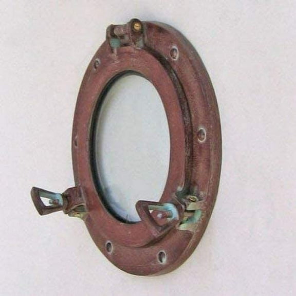 Nagina International 9 inch Aluminum Porthole Mirror W/ Antique Finish - Nautical Ship Dec