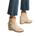 thumbnail image 7 of Fesfesfes Womens Fall Boots Solid Warm Wedges Boots Round Head Boots Shoes 7.5(40), 7 of 7