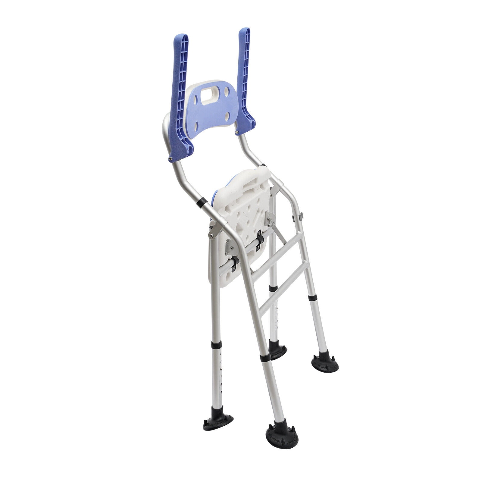 330lbs Folding Shower Chair Aluminum Alloy Adjustable Bath Seat with Back & Arms