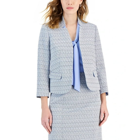 Kasper Women's Tweed 3/4-Sleeve Open-Front Jacket Size Medium