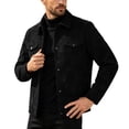 thumbnail image 6 of Raeneomay Men's Suede Button Jacket - Collared Long Sleeve Pocket Top, 6 of 6