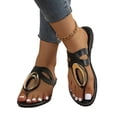 thumbnail image 4 of KEGIRLOM Women's Fashionable Casual Shoes With Metal Buckle Plus Size Spring/Summer Style Trendy And Comfortable Flat Beach Sandals. Black 6.5, 4 of 9