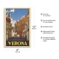 thumbnail image 2 of Verona Italy - Piazza delle Erbe Square - Vintage Travel Poster c.1938 - 8 x 12 inch Vintage Wood Art Sign, 2 of 4