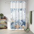thumbnail image 6 of No Hook Shower Curtain, Blue Starfish Coastal Shower Curtains for Bathroom with See Through Top Window, Eucalyptus Summer Nautical Shell Waterproof & Washable Bath Curtain Small Stall 36"x78", 6 of 9